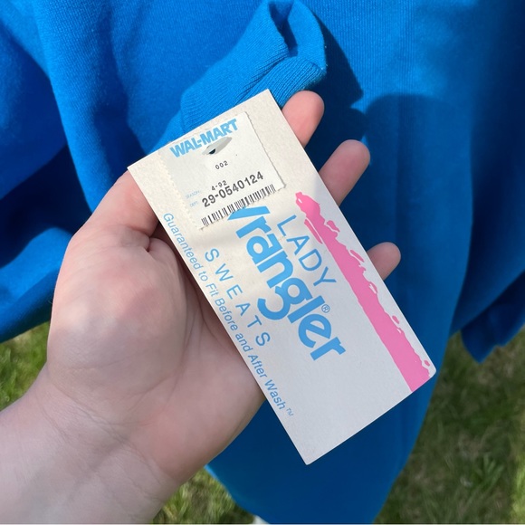 Vintage 80s Lady Wrangler Solid Blue Long High Neck Sweatshirt New Old Stock - Picture 5 of 8